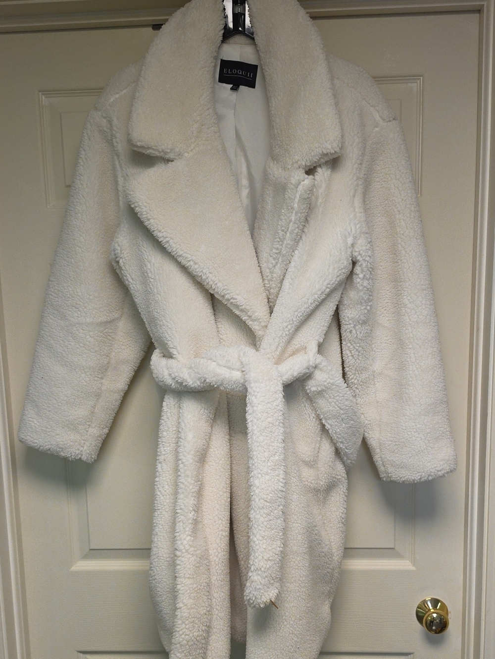 Eloquii Cream Teddy Faux-Sherpa Belted Jacket